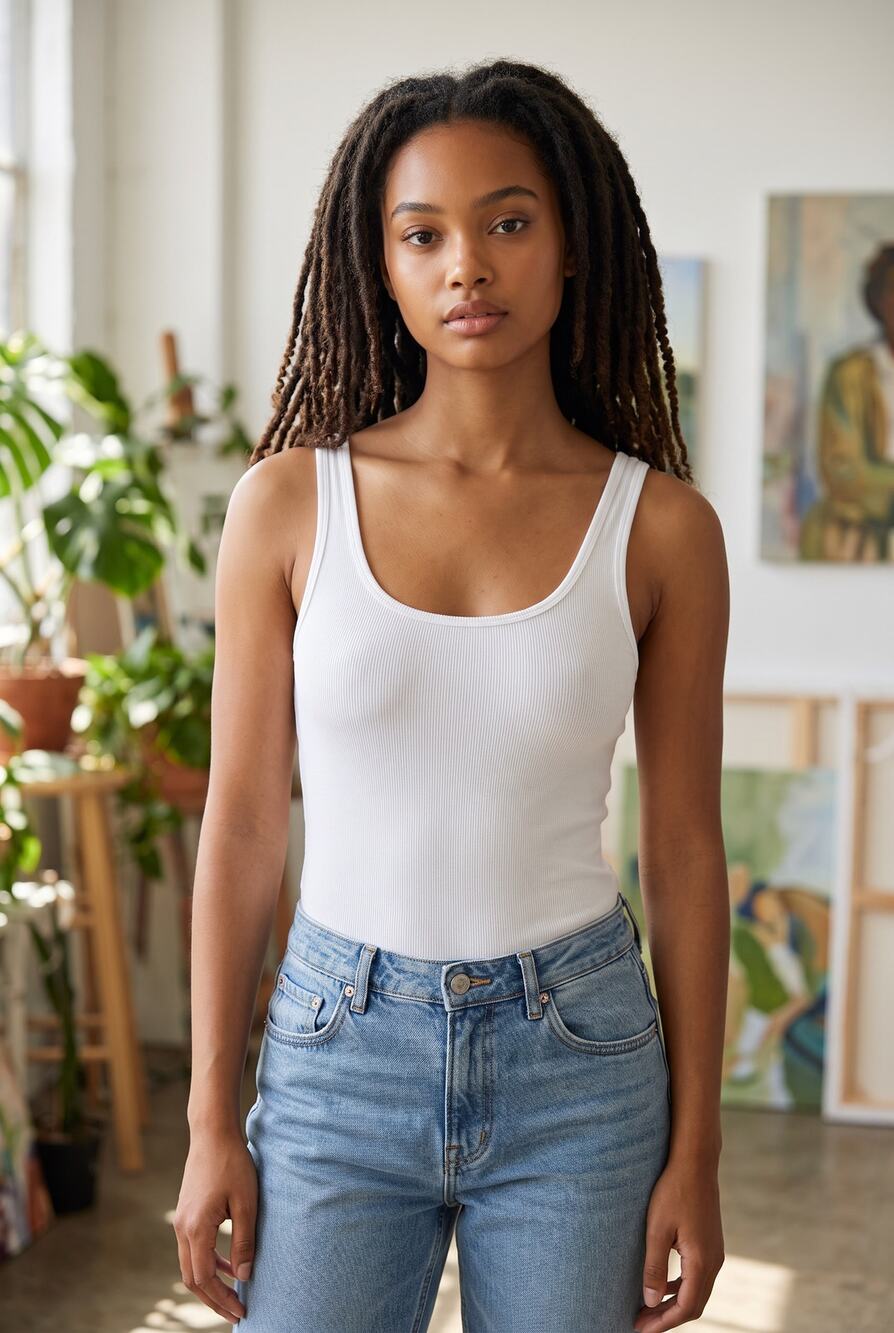 Bp Medium White Scoop Neck Tank Bodysuit Sleeveless Basic Wardrobe Staple NWT